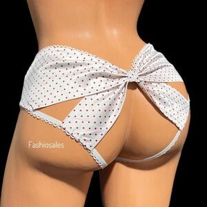 Victorias Secret Very Sexy Bow Cutout open back cheeky panty Mini pin dots print